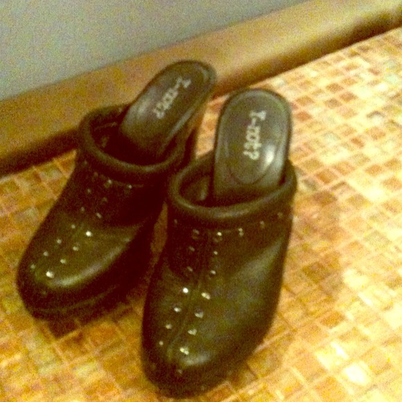 SOLD Black Studded High Heel Clogs