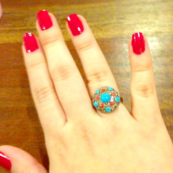 Red and turquoise color ring - Picture 1 of 4