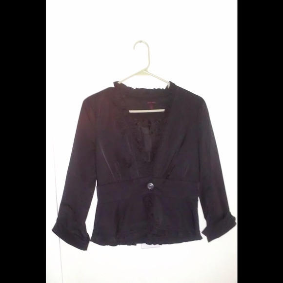 Black ruffled blazer
