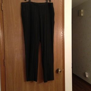 Grey pant with white and orange pin stripe.