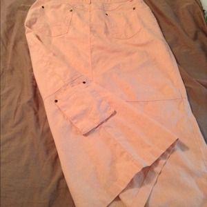 Peach ankle length cargo skirt. #1
