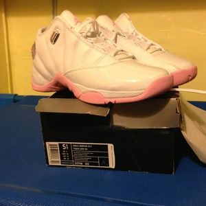 Jordan's 12.5 pink and white size 5.5 youth