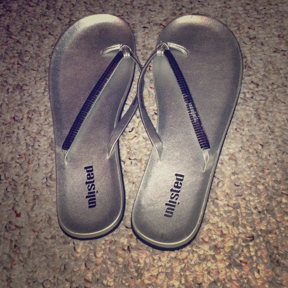 Silver Flip Flops