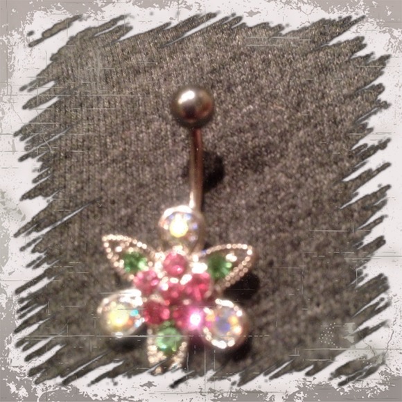 Flower belly button ring
