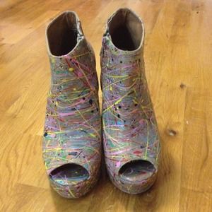 Jeffrey Campbell Painted Platform Ankle Boots