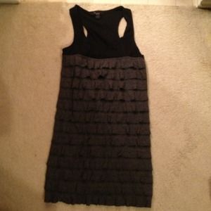 Black and Grey Ruffled Dress