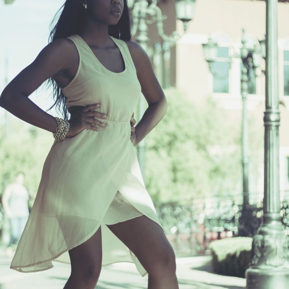 Peachy cream colored dress