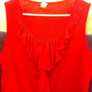 Red Ruffle Blouse- short sleeve