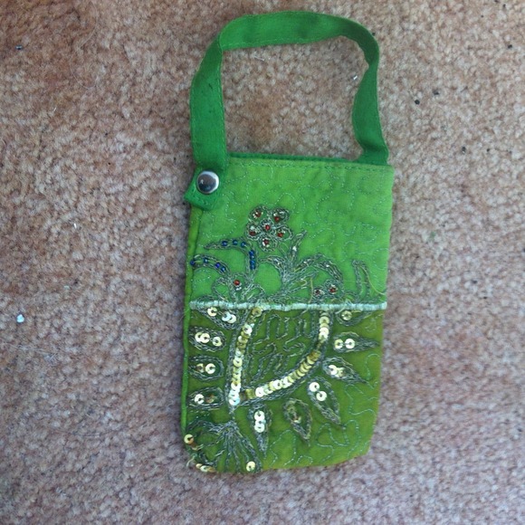 FREE with purchase! Green Beaded pouch.