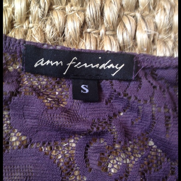 Ann Ferriday plum lace cardigan with satin tie - Picture 4 of 4