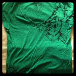 Teal shirt w/ flower design