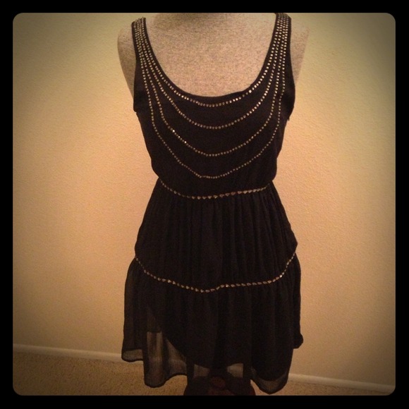NWOT Black vintage inspired dress with crystals