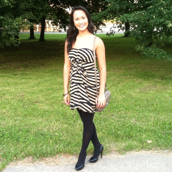 Black and Tam striped and twisted dress!