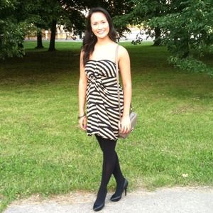 Black and Tam striped and twisted dress!