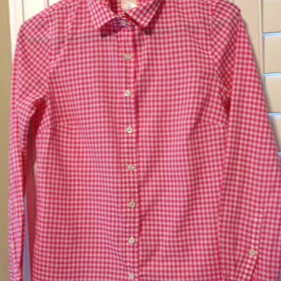 J.Crew Pink Gingham Perfect Shirt