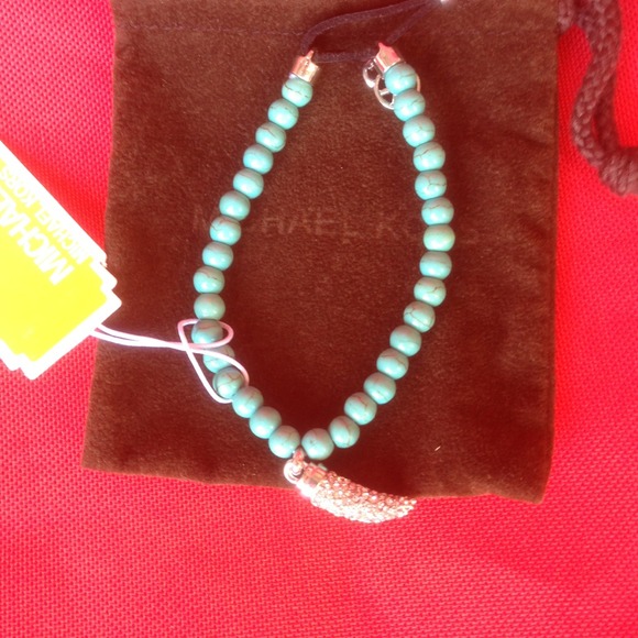 Turquoise michael kors pave horn bracelet