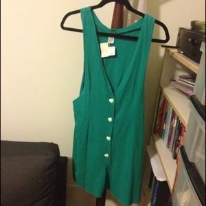 turquoise romper with heart buttons