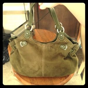 Olive Green Suede Handbag