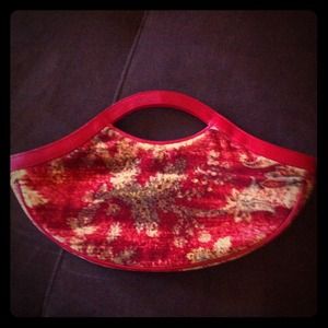 Vintage tapestry satchel bag in red
