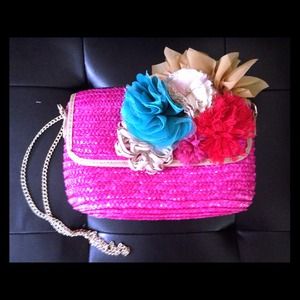 Betsey Johnson straw clutch