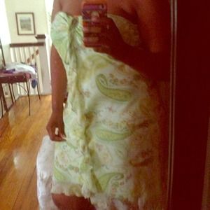 Beautiful strapless green high low dress