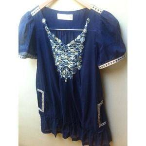 Anthropologie Velvet Sheer dress