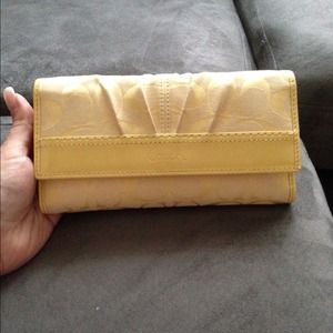 Coach yellow signature checkbook wallet