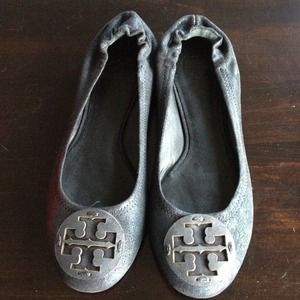 Tory Burch Navy Metallic Flats 8.5