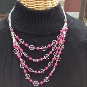 Fuchsia and Silver Necklace