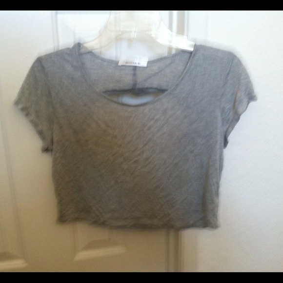 Gray heart cut out crop top