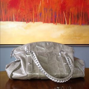 Leather BCBG bag with silver metal hardware