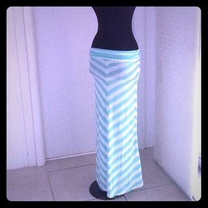 Aqua chevron maxi skirt