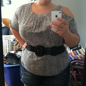 Grey white and mint leopard print shirt. REDUCED!!