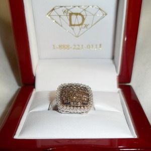 Champagne and white diamond ring