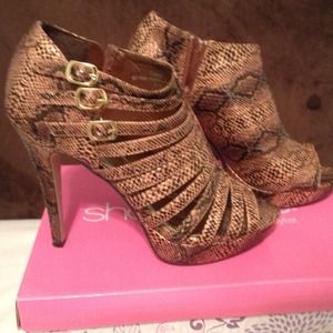 Shoedazzle animal snake print brown heels