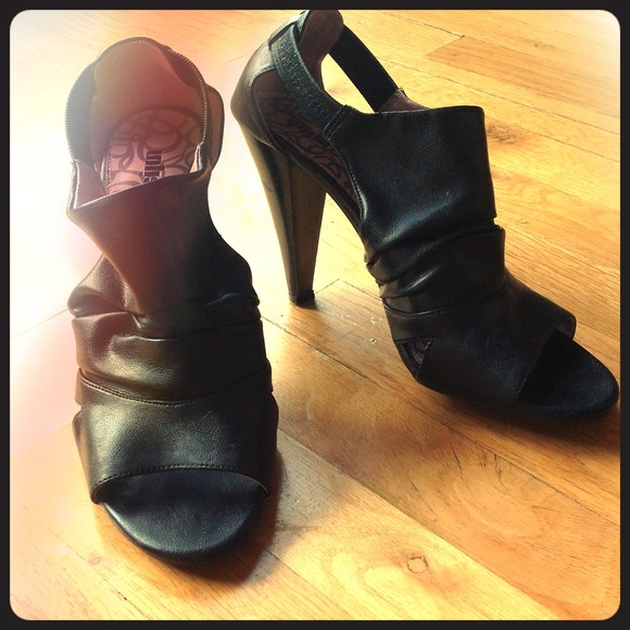 Black peep toe high heels