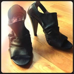 Black peep toe high heels