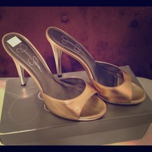Jessica Simpson gold heels