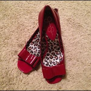 Red Jessica Simpson Peep Toe Pumps! 👠👠