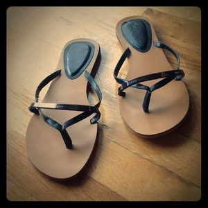 Black leather strappy sandal