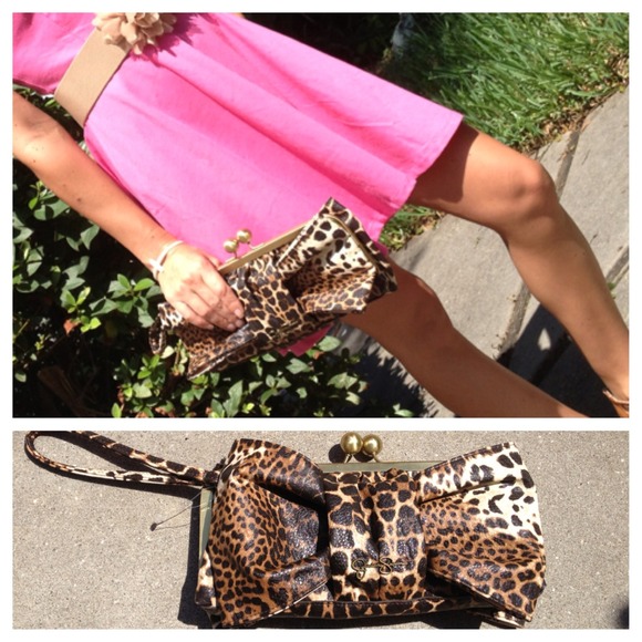 Jessica Simpson Clutches & Wallets - HOLD-Leopard Bow Jessica Simpson Clutch Wallet