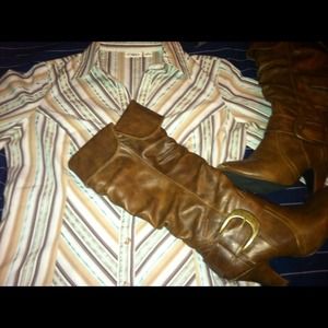 Business Top!  Tan, brown, white!