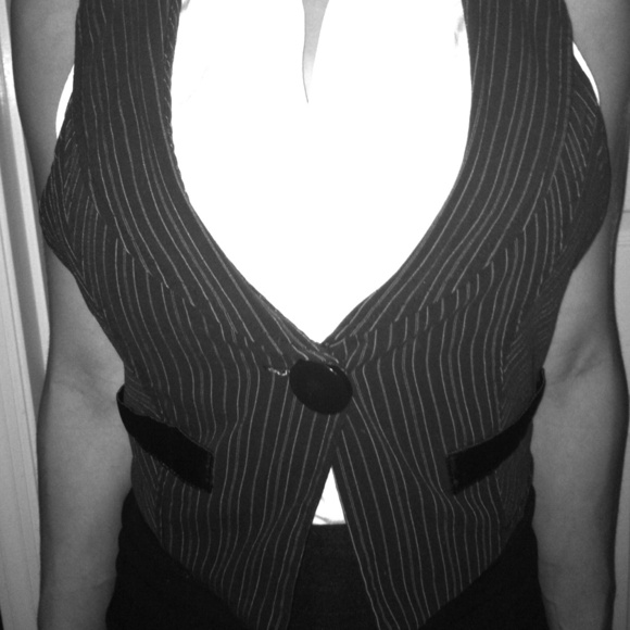 Halter top pin strip vest with tie back!