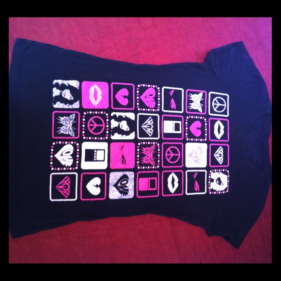 Black shirt with neon pink and glitter detail