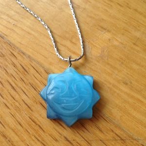 Blue smiling sun charm necklace