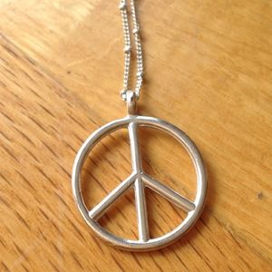Silver peace sign necklace