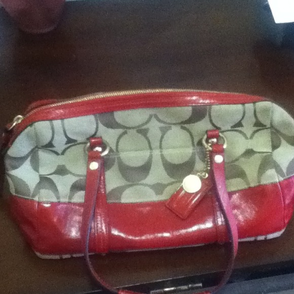 Authentic Red & Brown Coach bag