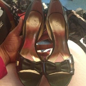 Paris Hilton Forest Green Bow Heels