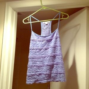 Blue lace racer back tank top