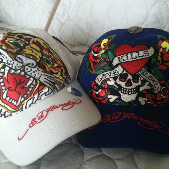Bundle of two ed hardy hats